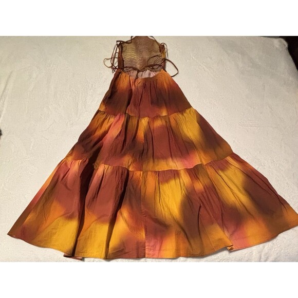 Zara 100% Cotton Maxi Dress Orange Sz XS - Picture 7 of 10
